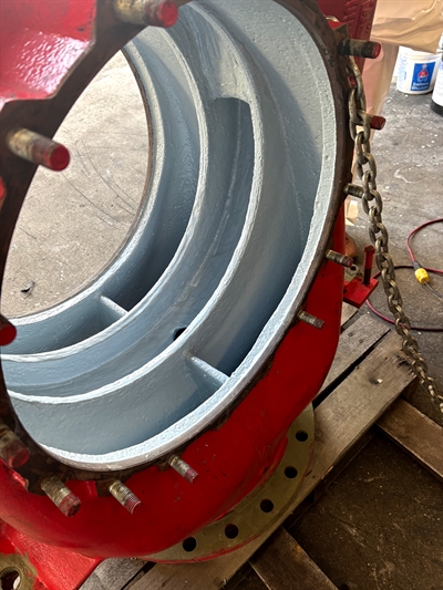Fire pump casing fully rebuilt and coated internally with Belzona.