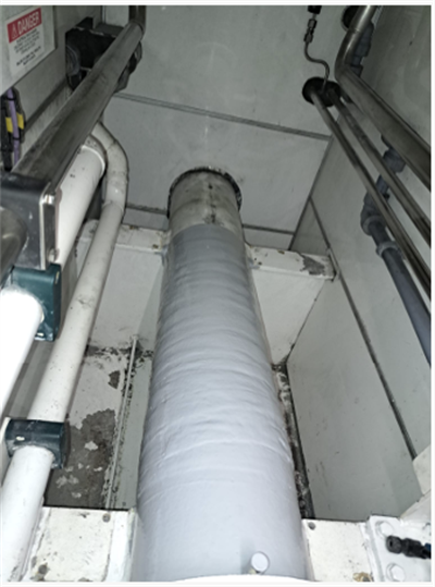 Final cured Belzona SuperWrap on stern tube after release film removal