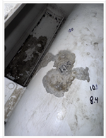 Stern tube showing pitting and metal loss before SuperWrap repair