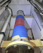 Belzona SuperWrap on stern tube covered with release film for curing