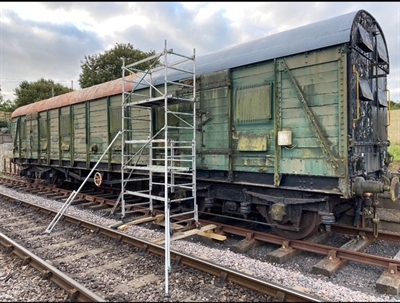 Half of the train roof has Belzona 3111 applied. There is a noticeable difference between pre-treated