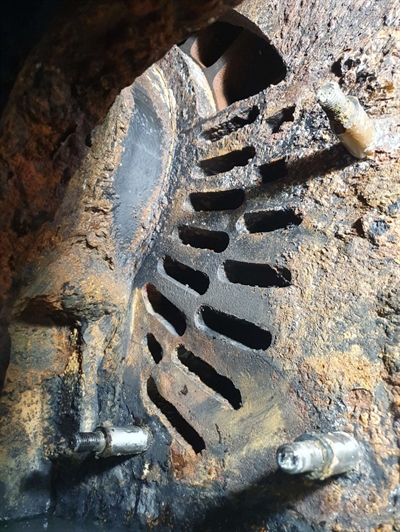 A corroded section of a pump