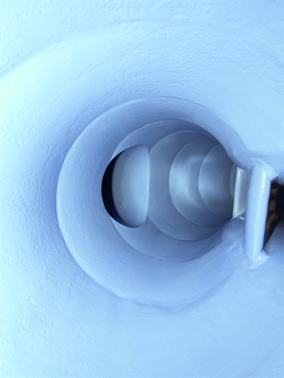 A new blue coating on the tube inside a Francis turbine