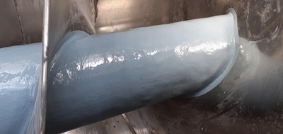 Belzona's solution has been applied and the area of erosion is now smooth