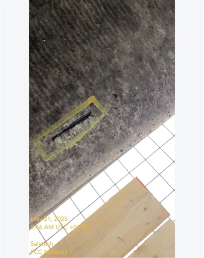 A close up of abrasion damage on ACC fan