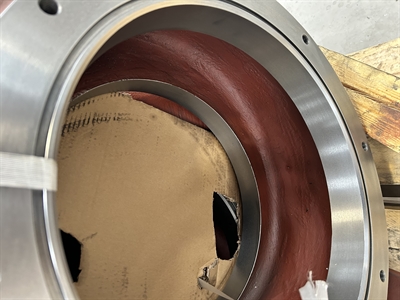 Inside the end suction pump, showing a lack of coating