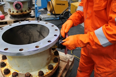 Superwrap II is being wrapped on a small section of the spool